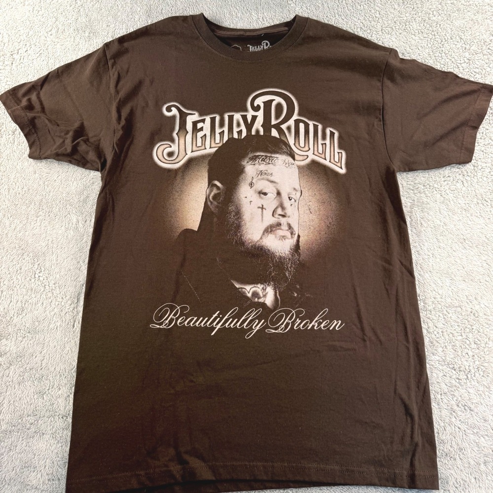 Jelly Roll T-Shirt Mens M Brown Beautifully Broken Tour Merch Graphic Tee